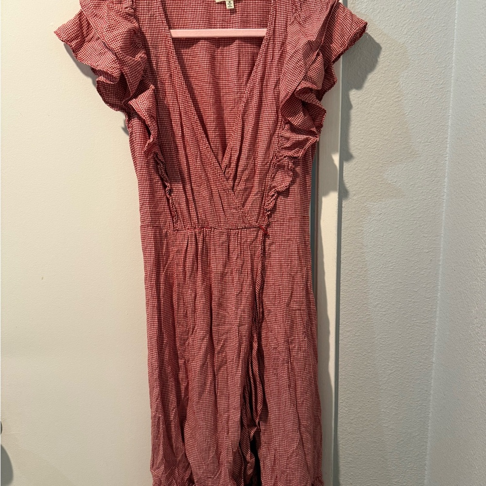 Max Studio Red Checkered Midi Dress